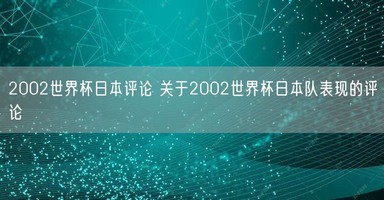 2002世界杯日本评论 关于2002世界杯日本队表现的评论