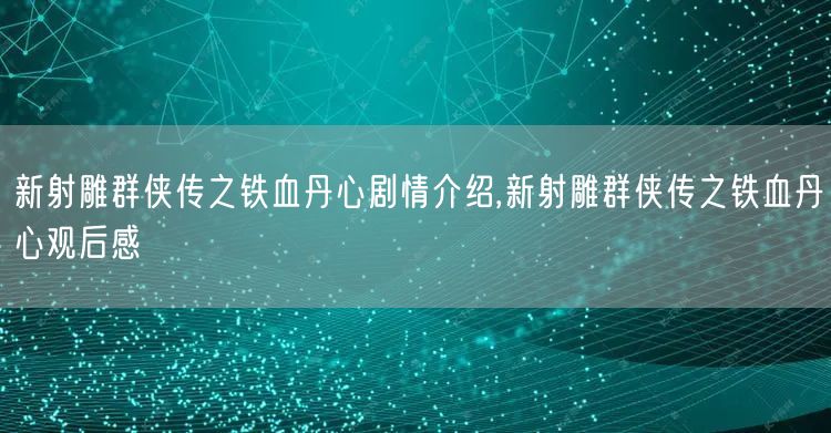 新射雕群侠传之铁血丹心剧情介绍,新射雕群侠传之铁血丹心观后感