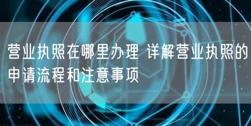 营业执照在哪里办理 详解营业执照的申请流程和注意事项