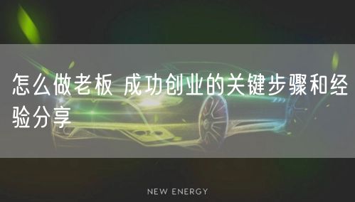 怎么做老板 成功创业的关键步骤和经验分享