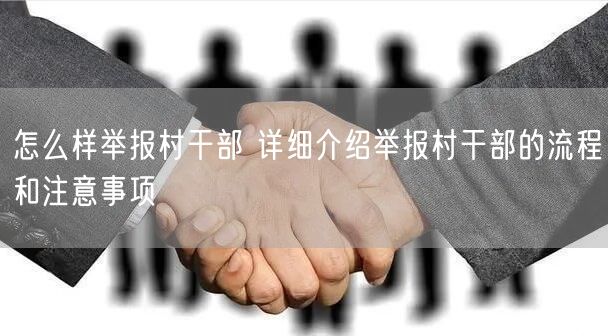 怎么样举报村干部 详细介绍举报村干部的流程和注意事项