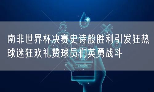 南非世界杯决赛史诗般胜利引发狂热球迷狂欢礼赞球员们英勇战斗