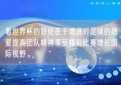 看世界杯的好处在于增进对足球的热爱提高团队精神享受精彩比赛增