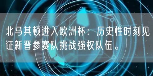 北马其顿进入欧洲杯：历史性时刻见证新晋参赛队挑战强权队伍。