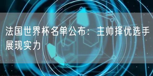 法国世界杯名单公布：主帅择优选手展现实力