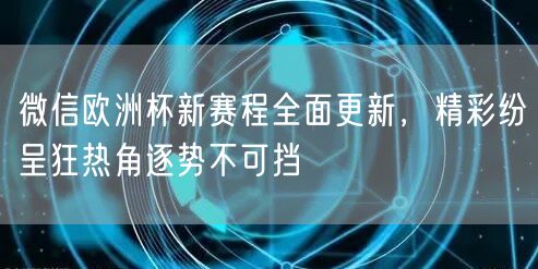 微信欧洲杯新赛程全面更新，精彩纷呈狂热角逐势不可挡