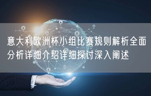 意大利欧洲杯小组比赛规则解析全面分析详细介绍详细探讨深入阐述