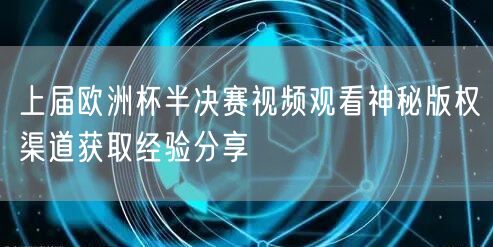 上届欧洲杯半决赛视频观看神秘版权渠道获取经验分享