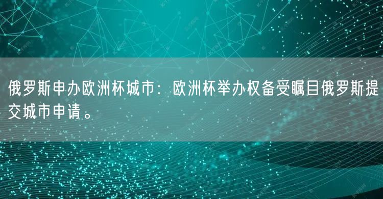 俄罗斯申办欧洲杯城市：欧洲杯举办权备受瞩目俄罗斯提交城市申请。