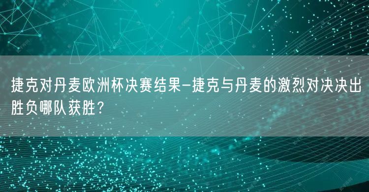 捷克对丹麦欧洲杯决赛结果-捷克与丹麦的激烈对决决出胜负哪队获胜？