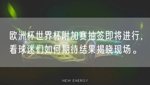 欧洲杯世界杯附加赛抽签即将进行，看球迷们如何期待结果揭晓现场。