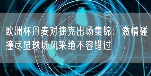 欧洲杯丹麦对捷克出场集锦：激情碰撞尽显球场风采绝不容错过