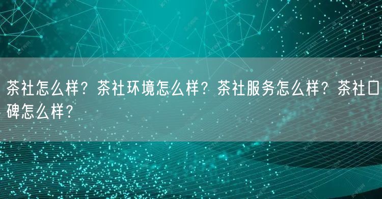 茶社怎么样？茶社环境怎么样？茶社服务怎么样？茶社口碑怎么样？