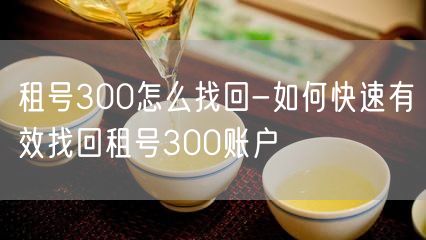 租号300怎么找回-如何快速有效找回租号300账户