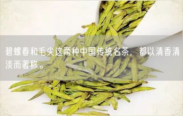 碧螺春和毛尖这两种中国传统名茶，都以清香清淡而著称。