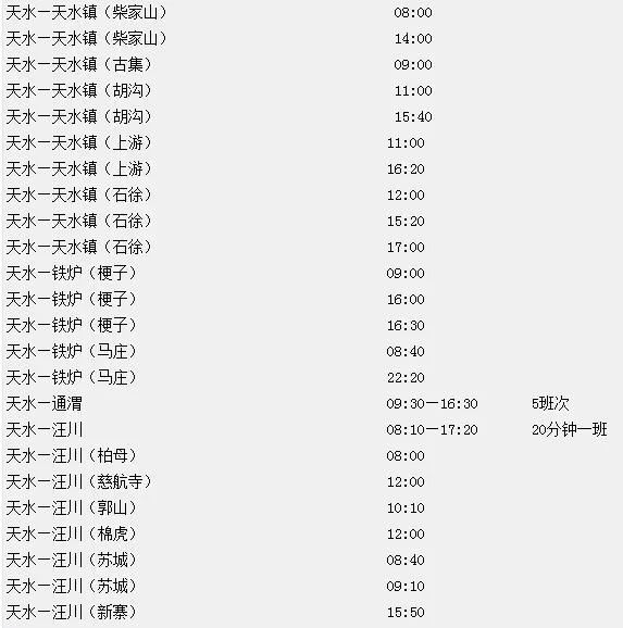 天水到成县汽车站时刻表_天水到成县大巴车_天水到成县的汽车